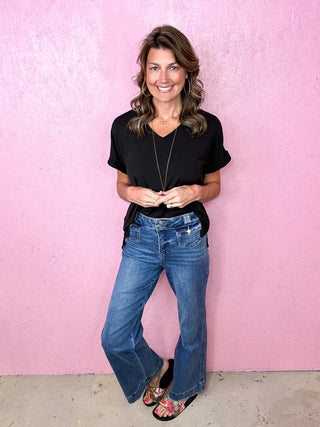 MICA High Rise Wide Leg Flare Denim