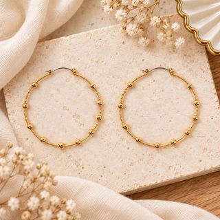 Lightweight Metal & Ball Hoop Earrings