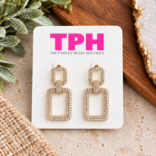 Linked in Luxury Rhinestone Earrings