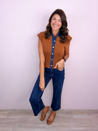 Denim Detail Top