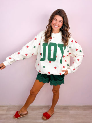PREMIUM JOY Applique Patch Polka Dot Mock-Neck Pullover Sweatshirt