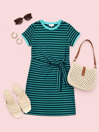 Signature Stripe Dress (Hunter)