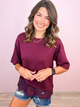 Lace Affair Top (Burgundy)