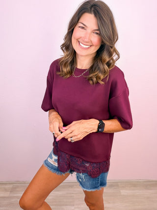Lace Affair Top (Burgundy)