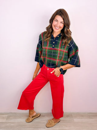 Risen® Tummy Control Slightly Cropped Red Denim