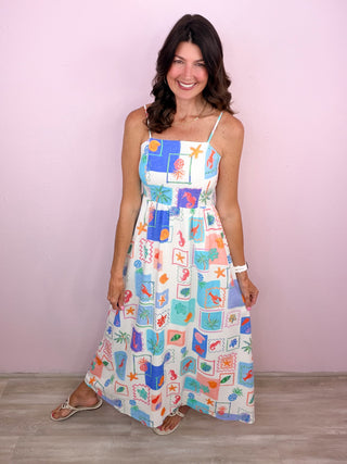 Seaside Stamp Maxi Dress