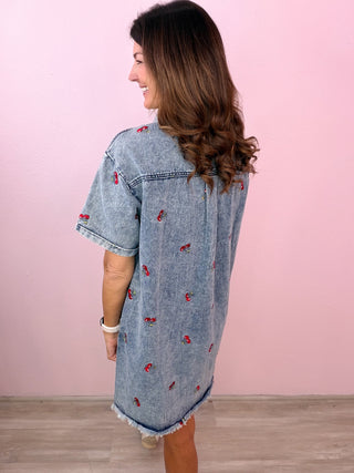 Cherry Crush Denim Dress