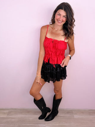 Ruffle Sequin Skort