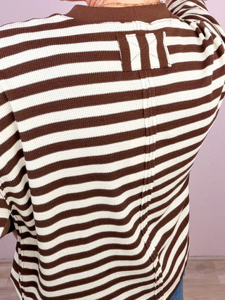 Casual Stripes Top (Brown/Cream)