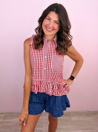 Lucky Charm Gingham Top (Red)
