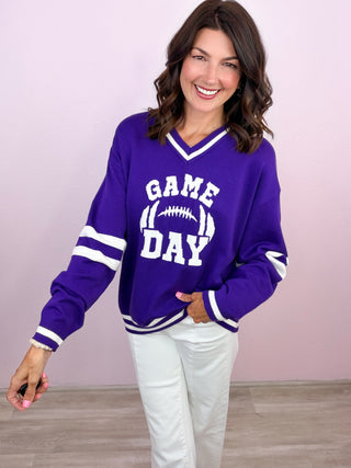 Game Day Varsity Sweater (Purple)