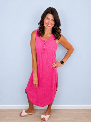 Simple Style Midi Dress (Pink)