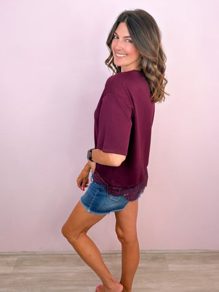 Lace Affair Top (Burgundy)