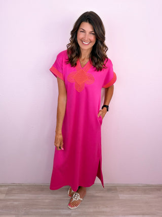 Effortlessly Timeless Midi Dress (Pink)