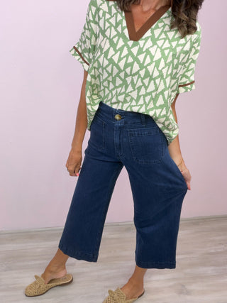 Denim Straight Leg Pants