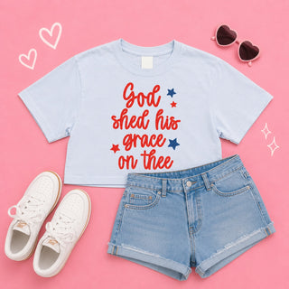 God Shed His Grace Crop T-shirt