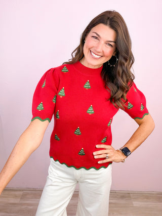Oh Christmas Tree Sweater Top 🎄 - Red