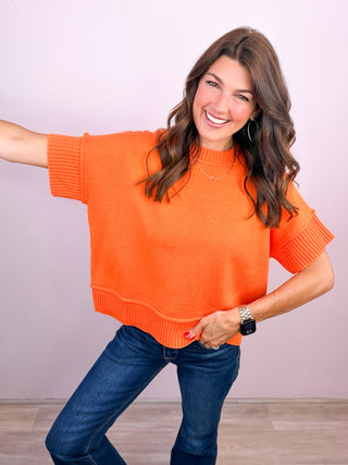 Everyday Essential Knit Top (Orange)