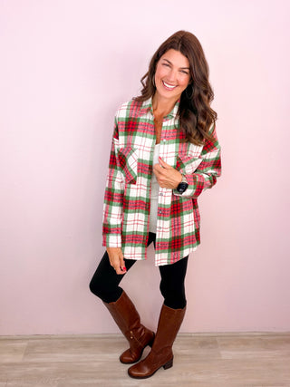Merry & Plaid Shacket Top