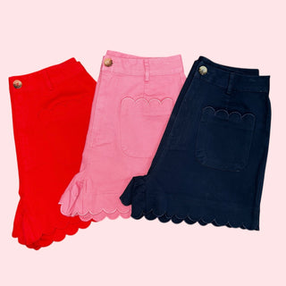 Scalloped Sweetheart Shorts (Red)