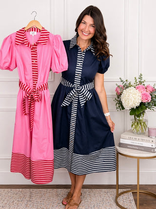 Signature Sweetheart Midi Dress (Navy)