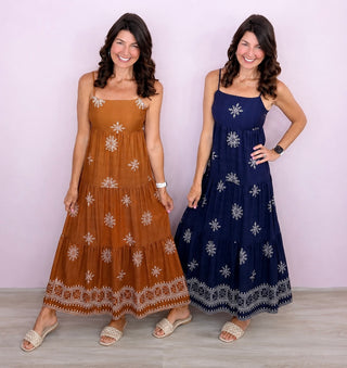 Border Print Maxi Dress