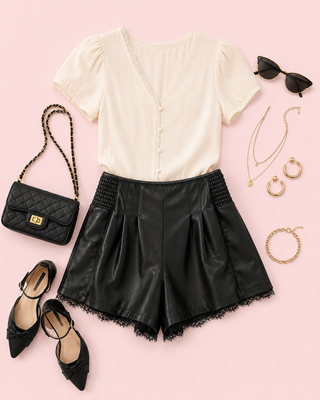 Luxe Contrast Shorts (Black)