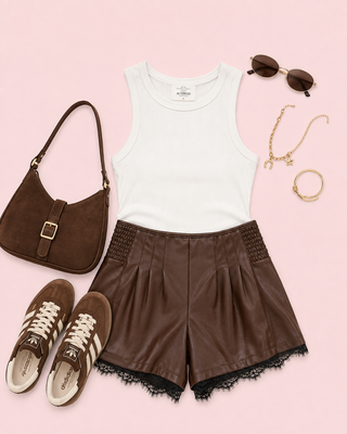 Luxe Contrast Shorts (Brown)