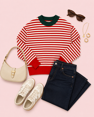 Social Stripe Sweater (Red)