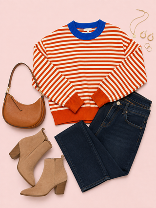 Social Stripe Sweater (Pumpkin)
