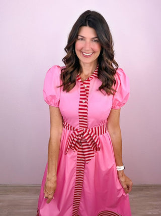 Signature Sweetheart Midi Dress (Pink)