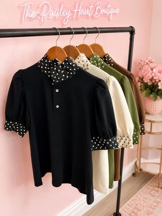 Let's Polka Top - Ecru