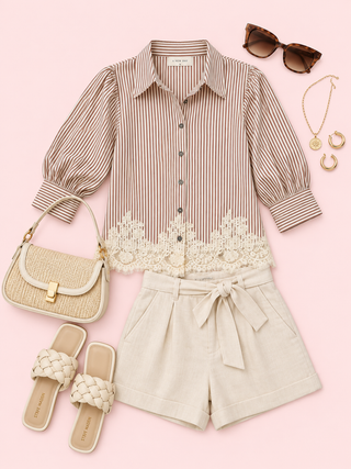 Fine Detail Blouse (Rust)