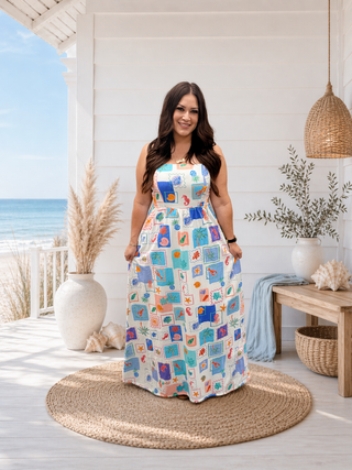 Seaside Stamp Maxi Dress