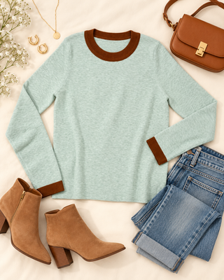 Color Crush Lightweight Sweater Top - Seafoam