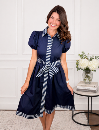 Signature Sweetheart Midi Dress (Navy)