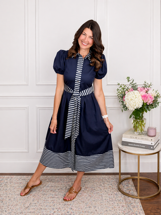 Signature Sweetheart Midi Dress (Navy)