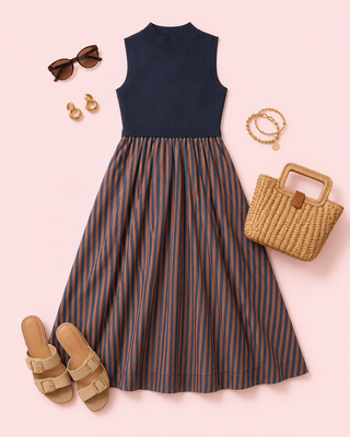 Well Composed Midi Dress (Navy)