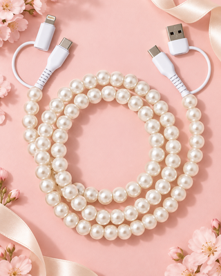 Erimish® Beaded Phone Charger - Pearl 6'6"