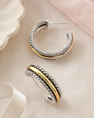 Two Toned Textured Hoops