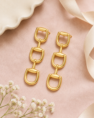 Triple Horsebit Earrings