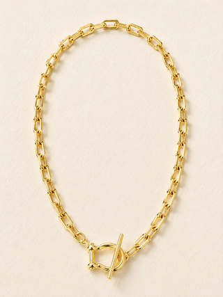 Gold Barbed Crossbit Front Clasp Necklace