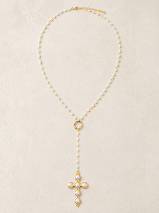Pearl Cross Dangle Necklace