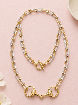 Two Toned Barbed Crossbit Necklace