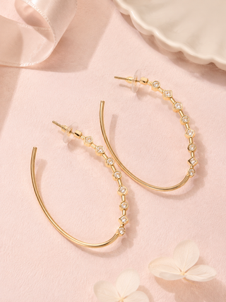 Brightside CZ Gold Hoop Earrrings