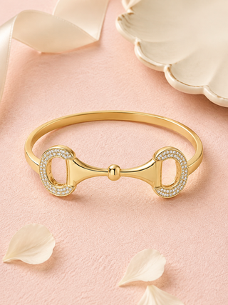 Gold CZ Horse Bit Bracelet