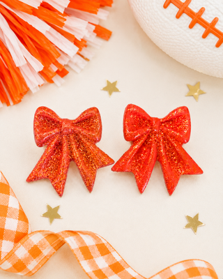 Game Day Orange Bow Earrings