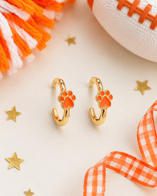 Bearcat Heart Paw Small Hoops