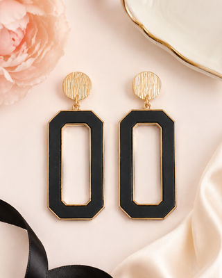 Black & Gold Geo Shape Earrings