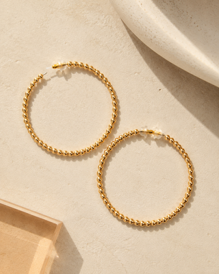 Gold Bead Hoop Earrings